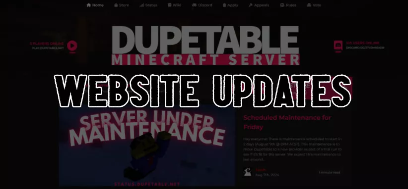 Updates to the DupeTable website